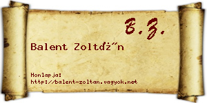Balent Zoltán névjegykártya